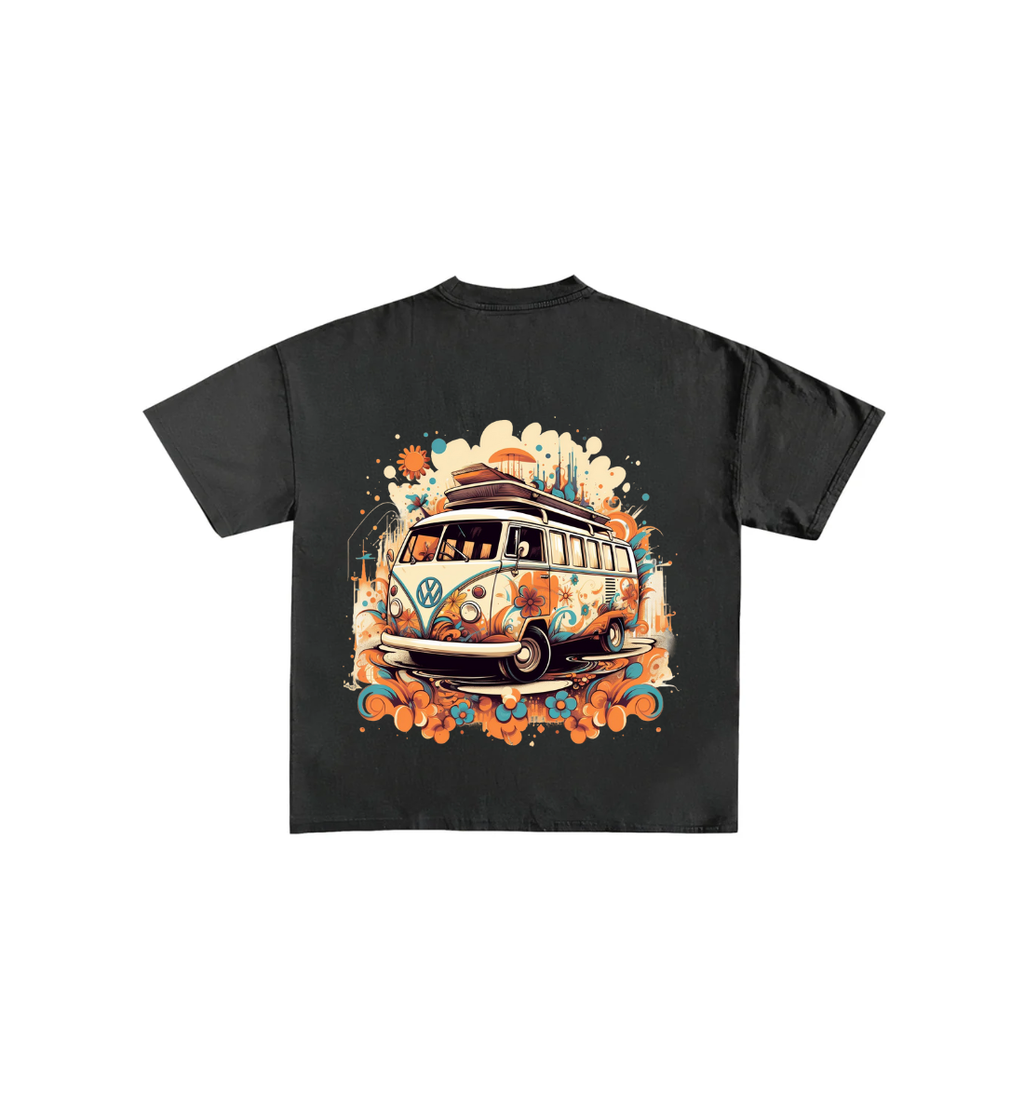 Bus Printed Black Oversized Tee