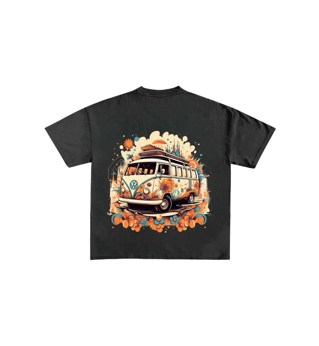 Bus Printed Black Oversized Tee